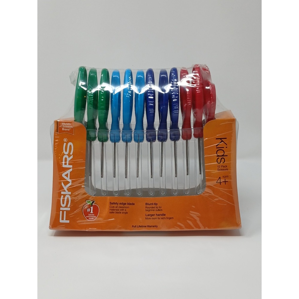 Fiskars Blunt-tip Kids‎ Scissors Classpack, 5", Assorted Colors, Pack of 12